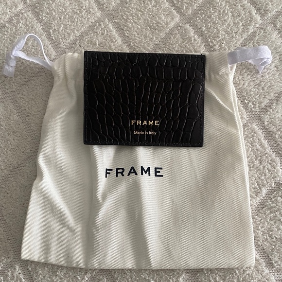 Frame Denim Handbags - FRAME Black Croc-Embossed Card Holder